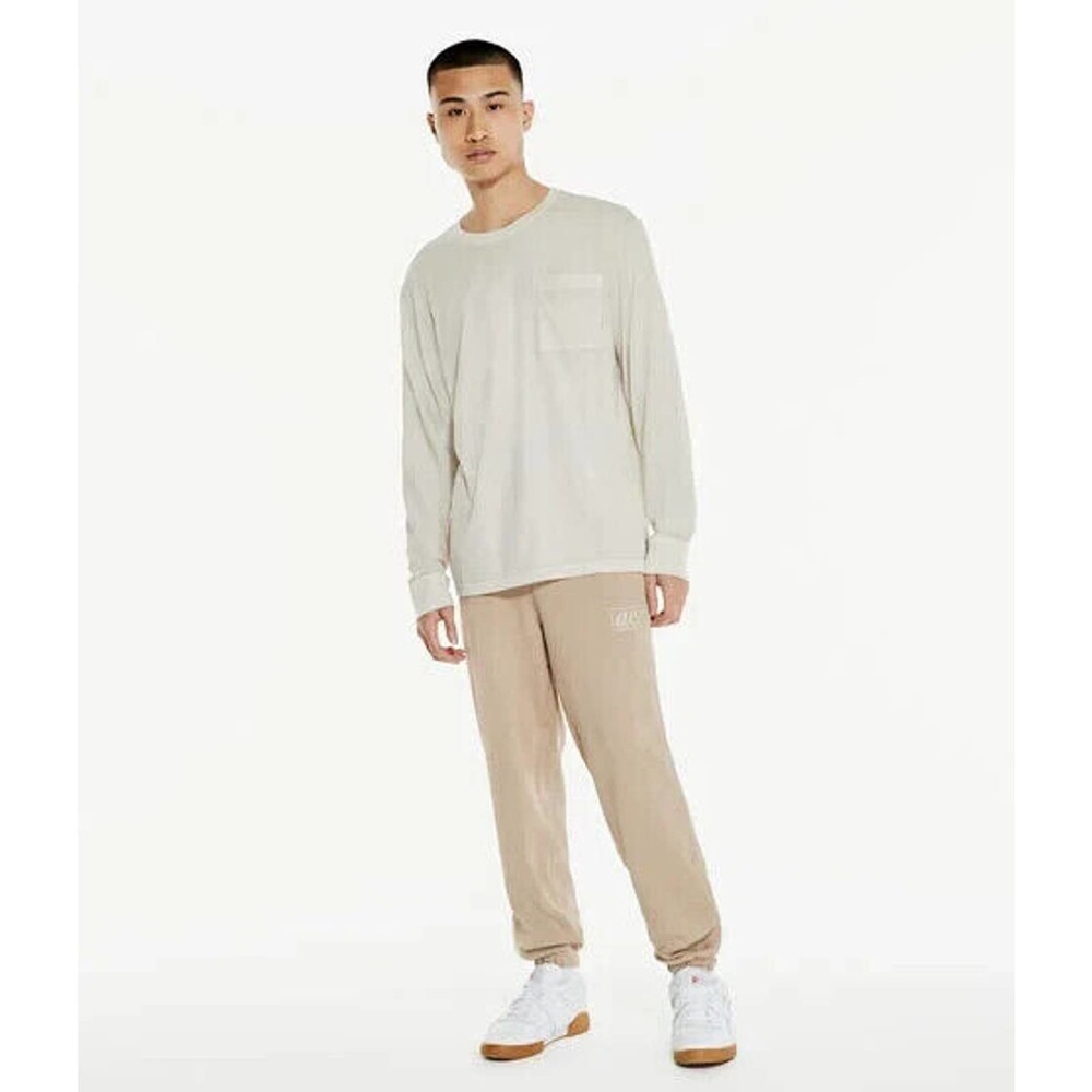 Aero Script Box Logo Jogger Sweatpants Mens Size Medium Tan Cropped